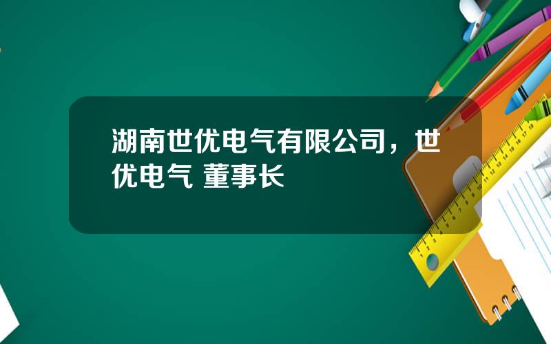 湖南世优电气有限公司，世优电气 董事长